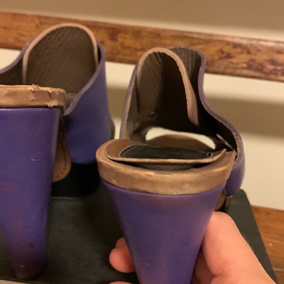 Marni Colorblock Sienna Tan Purple Platform Heels Mules - Picture 11 of 16